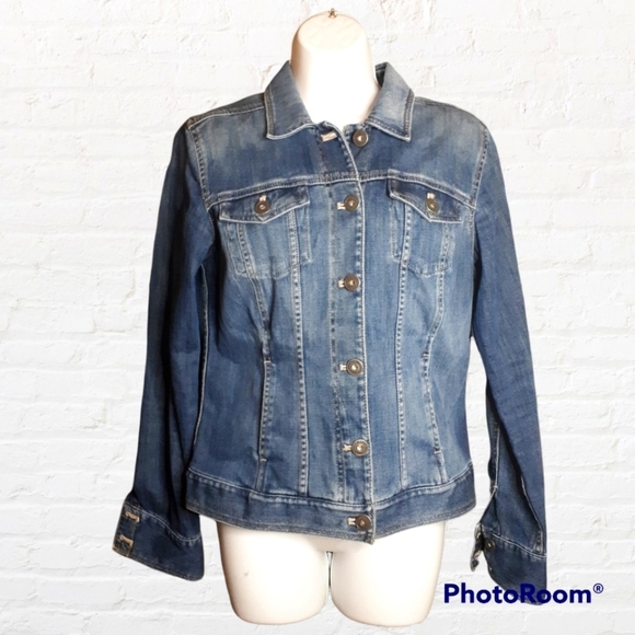 Eddie Bauer Blue Denim Jacket Size Small - Picture 1 of 7